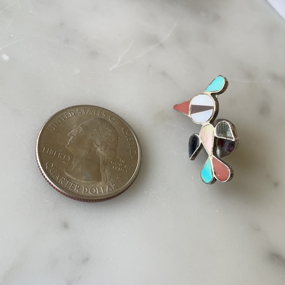 Vintage Zuni Native American Thunderbird Lapel Pin or Tie Tack - Picture 6 of 7